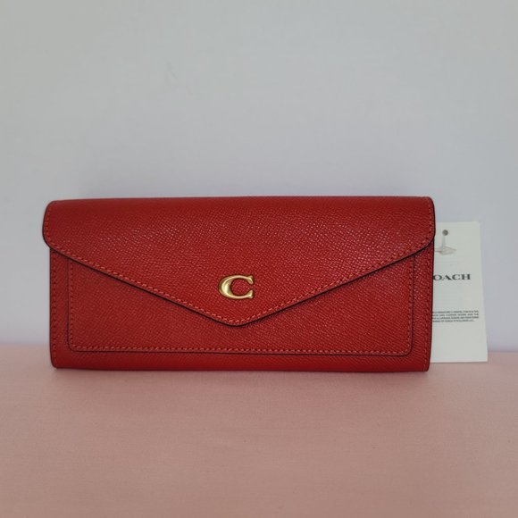 COACH Wyn Crossgrain Leather Wallet –Sport Red 🎈$121.⭐ - Picture 6 of 16